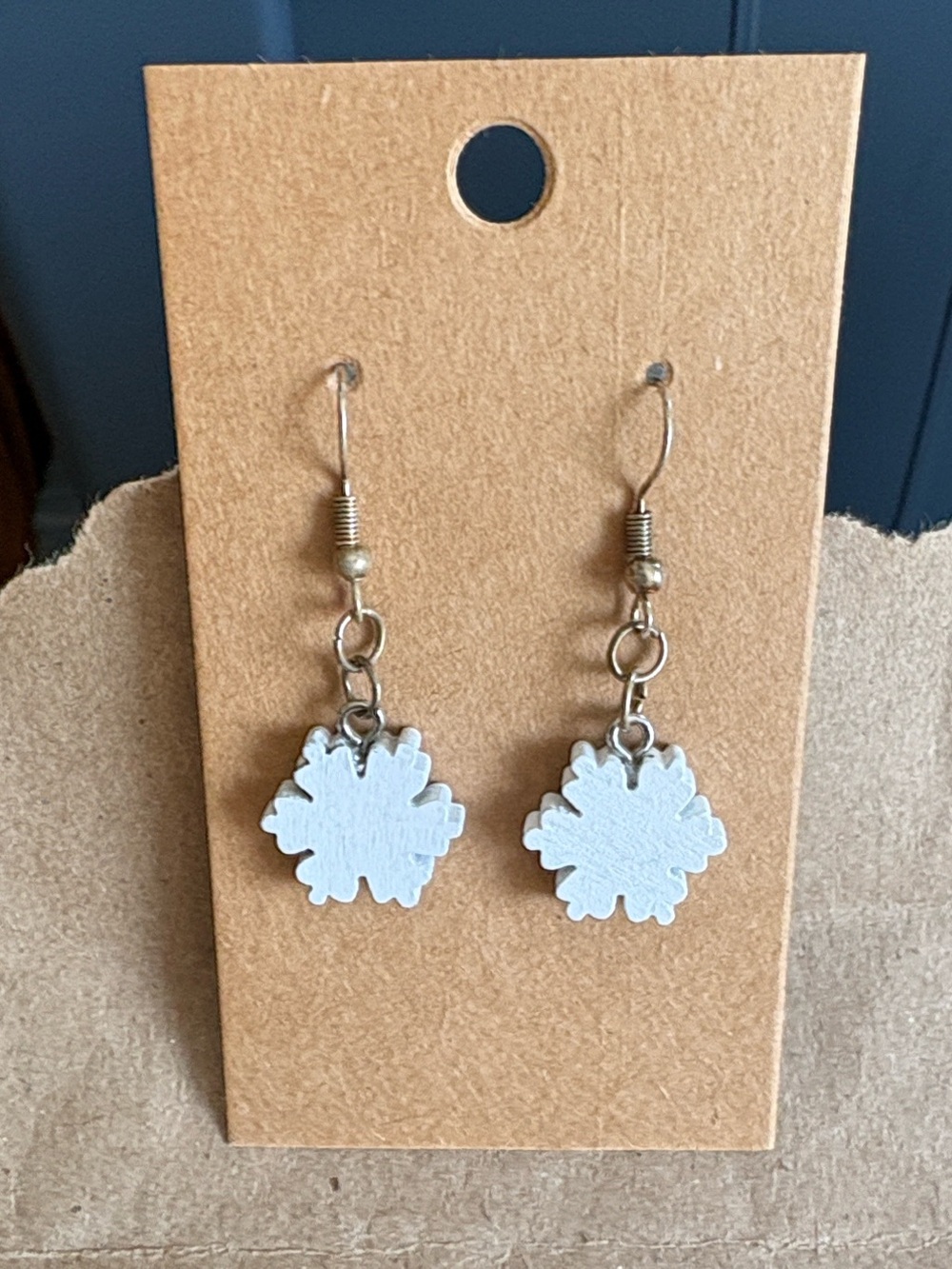 White Snowflake Dangle Earrings